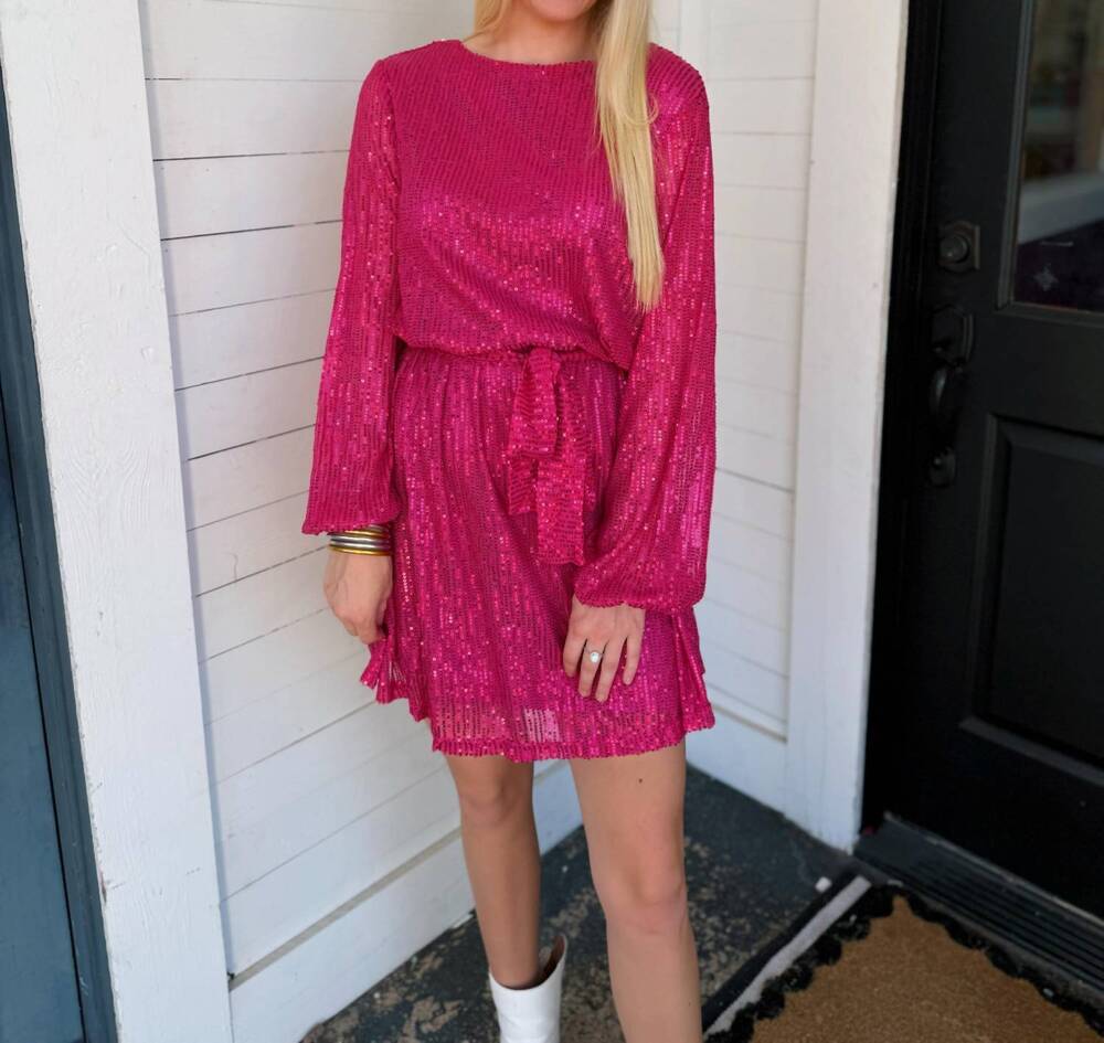 NEW LTX SPORTSWEAR dance in the lights sequin dress in pink